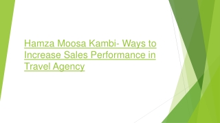 Hamza Moosa Kambi- Ways to Increase Sales Performance in Travel Agency