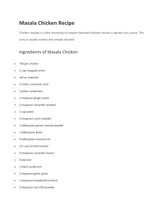 Masala Chicken Recipe