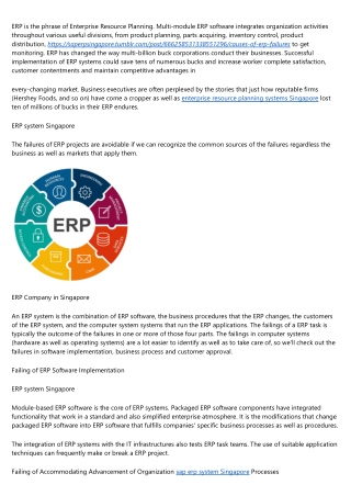 Causes of ERP Failures