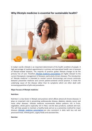 Why lifestyle medicine is essential for sustainable health
