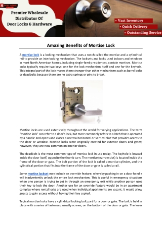 Amazing Benefits of Mortise Lock