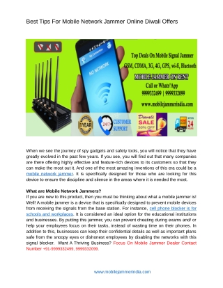 Best Tips For Mobile Network Jammer Online Diwali Offers