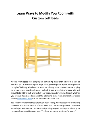 Learn Ways to Modify You Room with Custom Loft Beds