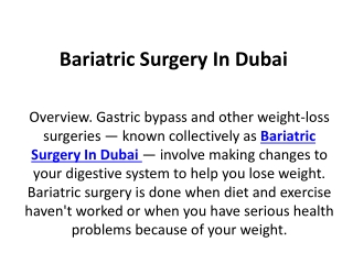 Bariatric Surgery In Dubai