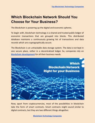 Which Blockchain Network Should You Choose for Your Business