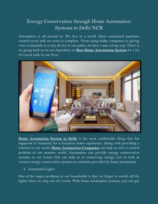 Energy Conservation through Home Automation Systems