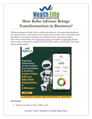 How Robo Advisor Brings Transformation in Business