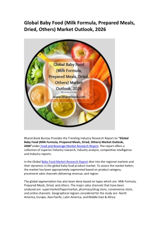 Global Baby Food (Milk Formula, Prepared Meals, Dried, Others) Market Outlook, 2026