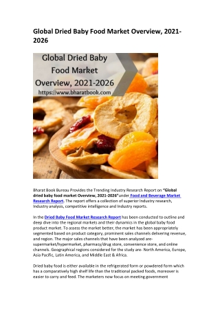 Global Dried Baby Food Market Overview, 2021-2026