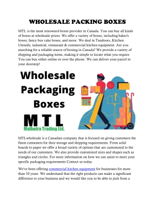 WHOLESALE PACKING BOXES