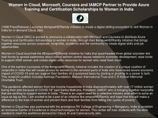 Women in Cloud, Microsoft, Coursera and IAMCP Partner to Provide Azure Training