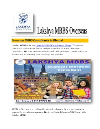 Study MBBS Abroad Consultants in Bhopal