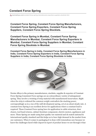 Best Constant Force Spring in Mumbai, India | Nexim Alloy