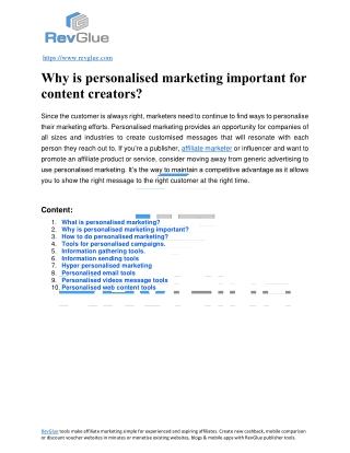 Why is personalised marketing important for content creators?
