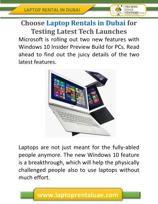 Choose Laptop Rentals in Dubai for Testing Latest Tech Launches