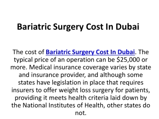 Bariatric Surgery Cost In Dubai