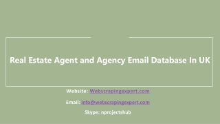 Real Estate Agent and Agency Email database In UK