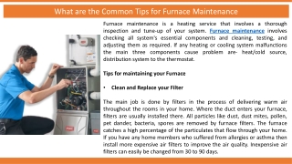 What are the Common Tips for Furnace Maintenance?