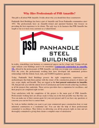 Why Hire Professionals of PSB Amarillo