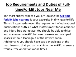 full time forklift jobs near me