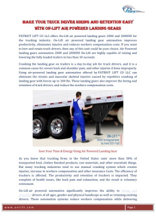 Make Your Truck Driver Hiring and Retention Easy with On-Lift air powered landing gears