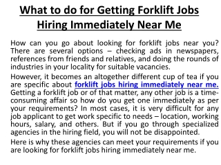forklift jobs hiring immediately near me