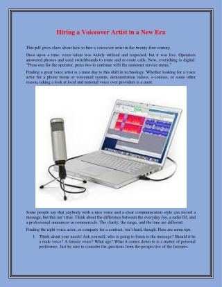 Hiring a Voiceover Artist in a New Era