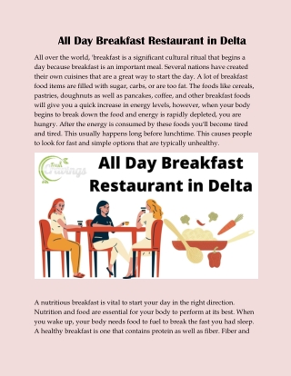 All Day Breakfast Restaurant in Delta