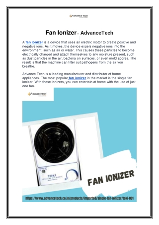 Fan Ionizer – AdvanceTech