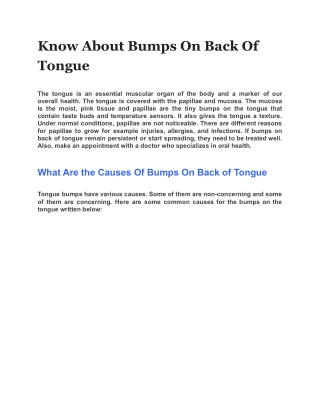 Know About Bumps On Back Of Tongue