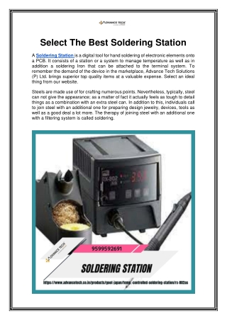 Select The Best Soldering Station