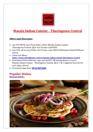 5% Off - Masala Indian Restaurant Takeaway Thuringowa Central, QLD