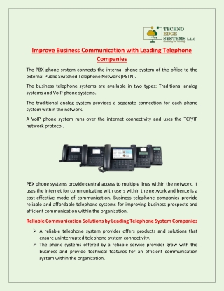 Improve Business Communication with Leading Telephone Companies