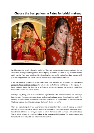Choose the best parlour in Patna for bridal makeup