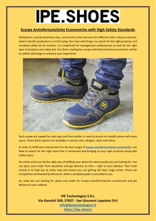 Scarpe Antinfortunistiche Economiche with High Safety Standards