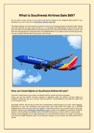 Southwest Airlines Sale $69