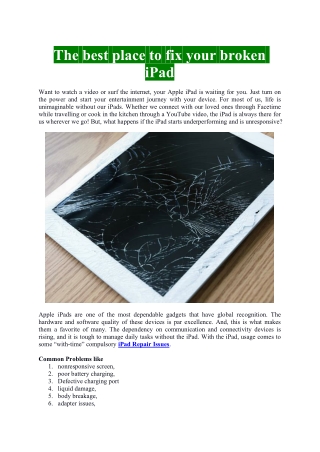The best place to Fix your broken iPad