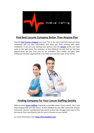 Find Best Locums Company Better Than Anyone Else