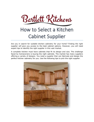 How to Select a Kitchen Cabinet Supplier
