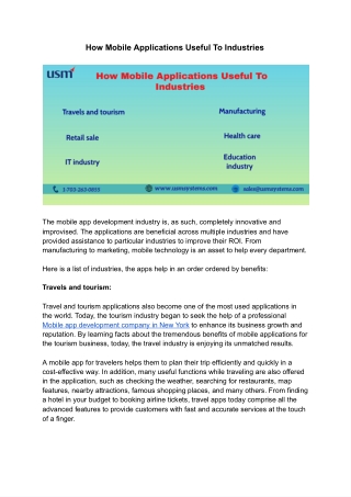 How Mobile Applications Useful To Industries