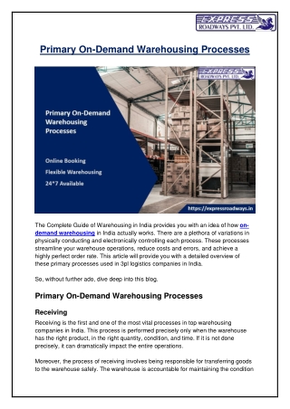 Primary On-Demand Warehousing Processes