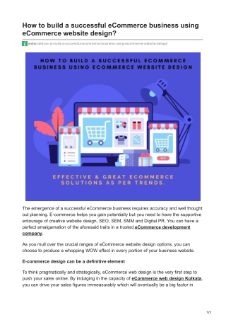 How to build a successful eCommerce business using eCommerce website design