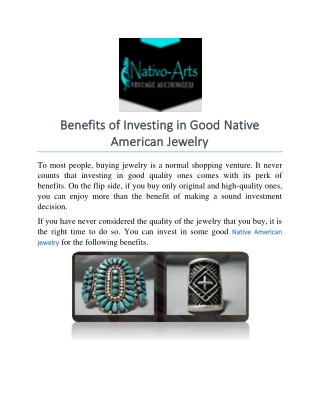 Benefits of Investing in Good Native American Jewelry