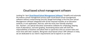 Cloud based school management software
