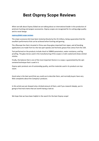 osprey global scope reviews