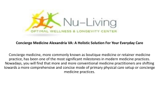 Concierge Medicine Alexandria VA  A Holistic Solution For Your Everyday Care