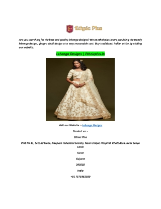 Lehenga Designs  Ethnicplus.in