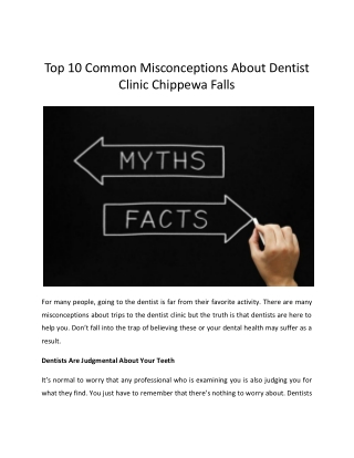 Top 10 Common Misconceptions About Dentist Clinic Chippewa Falls
