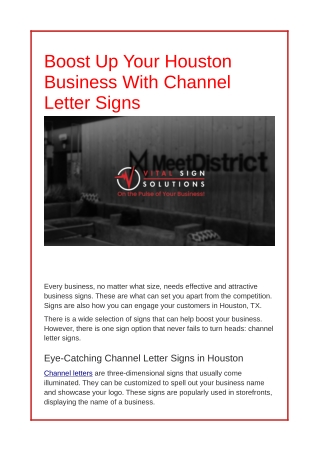 Boost Up Your Houston Business With Channel Letter Signs