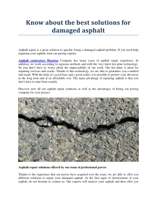 Know about the best solutions for damaged asphalt